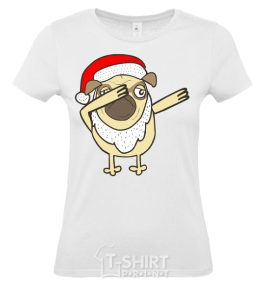 Women's T-shirt Dabbing Christmas pug White фото