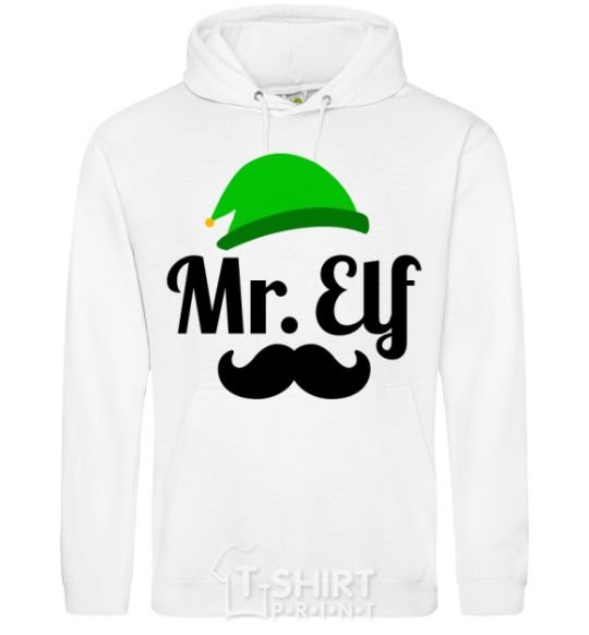 Men`s hoodie Mr. Elf White фото