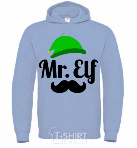 Men`s hoodie Mr. Elf sky-blue фото