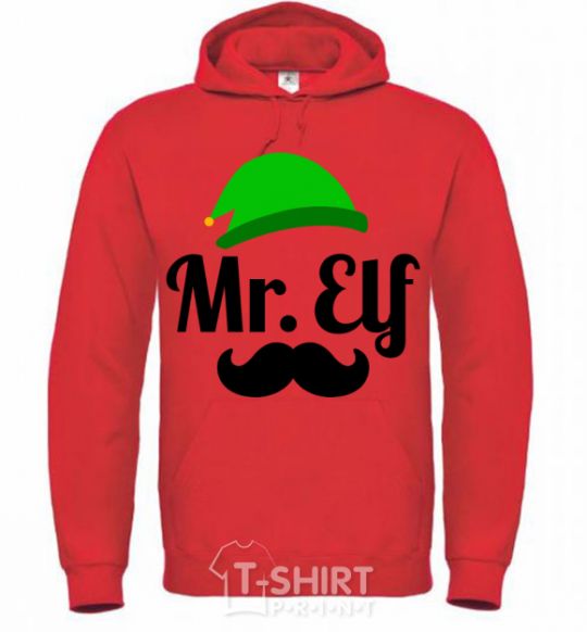 Men`s hoodie Mr. Elf bright-red фото