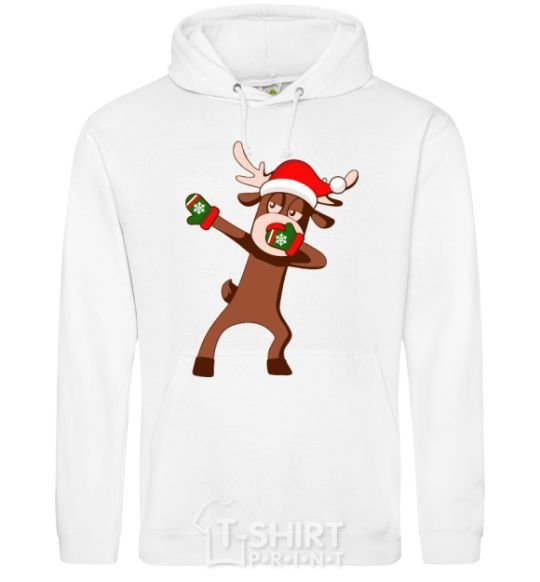 Men`s hoodie Dabbing Christmas deer White фото