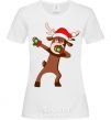 Women's T-shirt Dabbing Christmas deer White фото