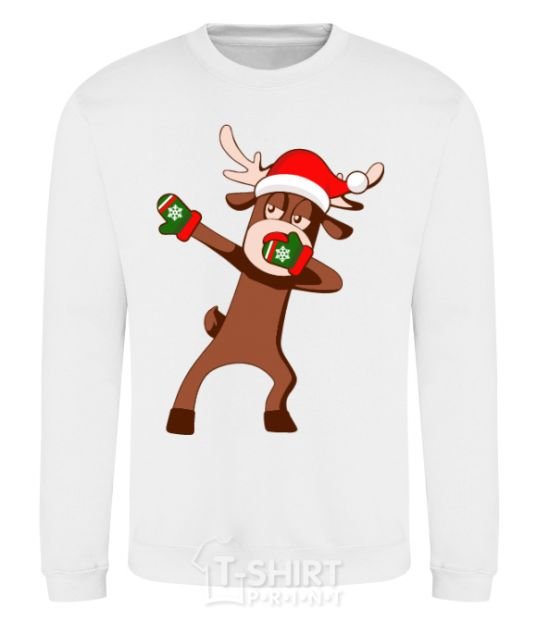 Sweatshirt Dabbing Christmas deer White фото