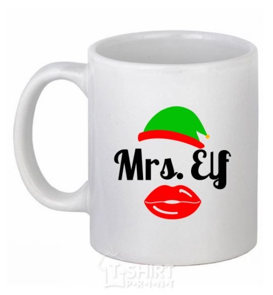 Ceramic mug Mrs. Elf White фото