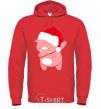 Men`s hoodie Dabbing christmas pig bright-red фото