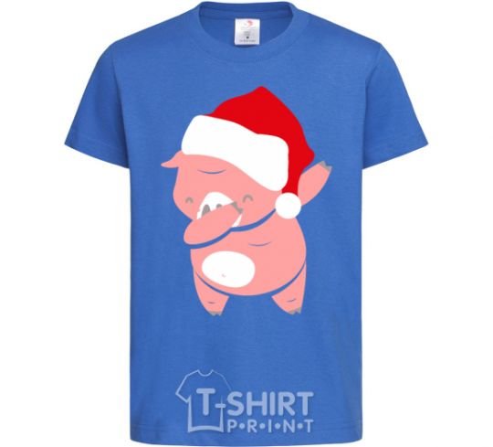 Kids T-shirt Dabbing christmas pig royal-blue фото