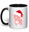 Mug with a colored handle Dabbing christmas pig black фото