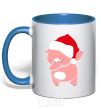 Mug with a colored handle Dabbing christmas pig royal-blue фото