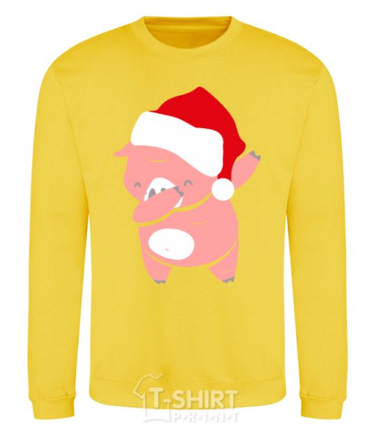 Sweatshirt Dabbing christmas pig yellow фото