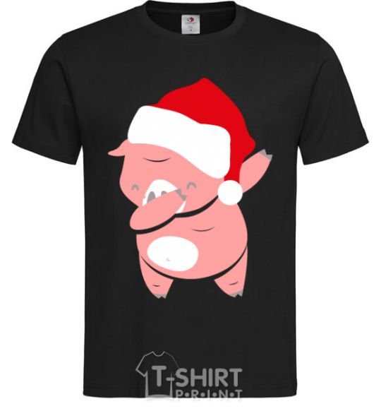 Мужская футболка Dabbing christmas pig Черный фото