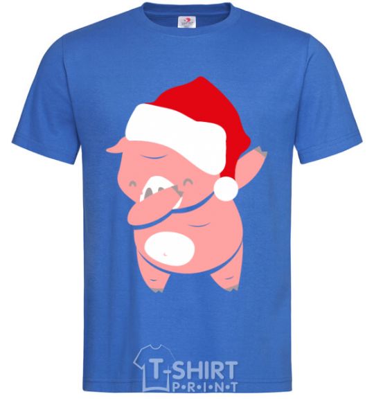 Мужская футболка Dabbing christmas pig Ярко-синий фото