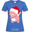 Women's T-shirt Dabbing christmas pig royal-blue фото