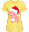 Women's T-shirt Dabbing christmas pig cornsilk фото