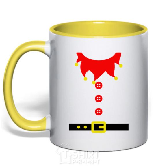 Mug with a colored handle Костюм "Эльф" yellow фото