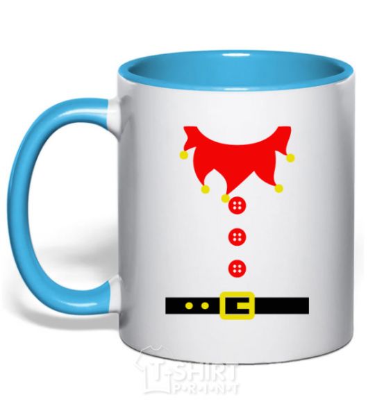 Mug with a colored handle Костюм "Эльф" sky-blue фото