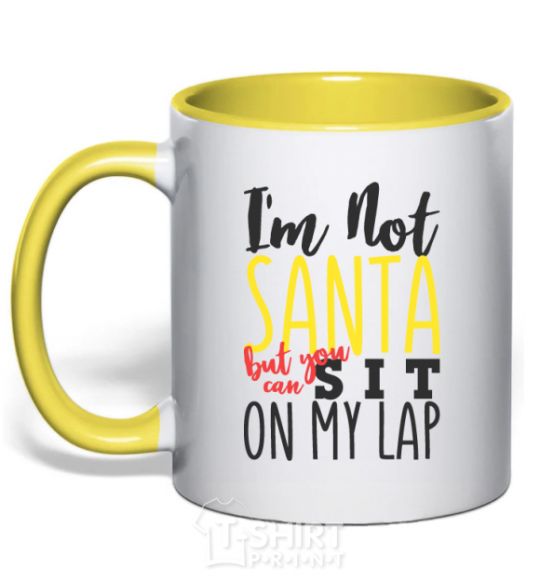 Mug with a colored handle I'm not Santa yellow фото