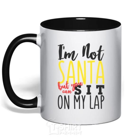 Mug with a colored handle I'm not Santa black фото