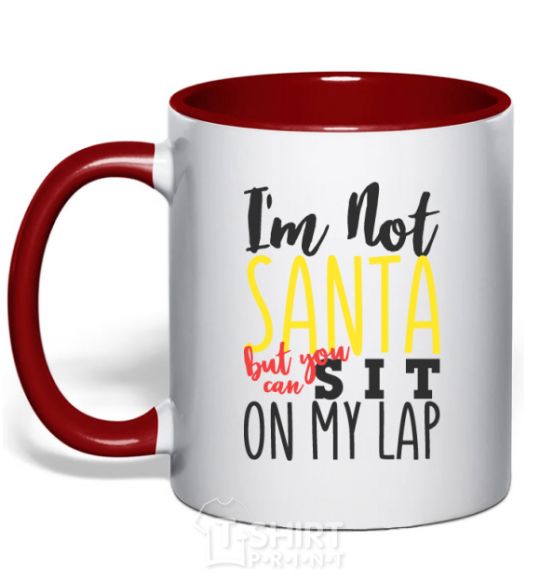 Mug with a colored handle I'm not Santa red фото