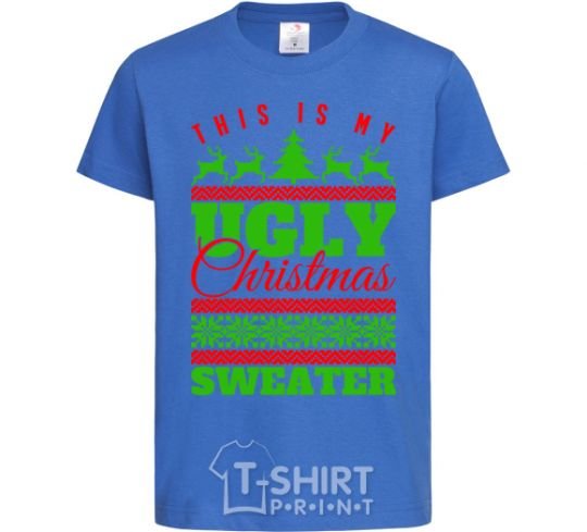 Kids T-shirt Ugly Christmas sweater royal-blue фото