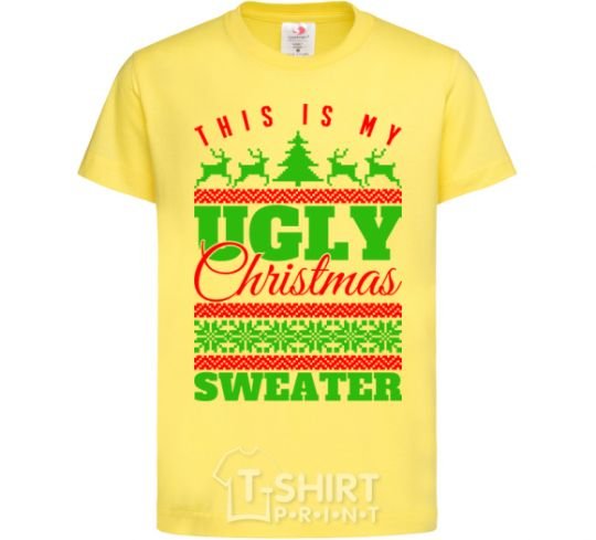 Kids T-shirt Ugly Christmas sweater cornsilk фото