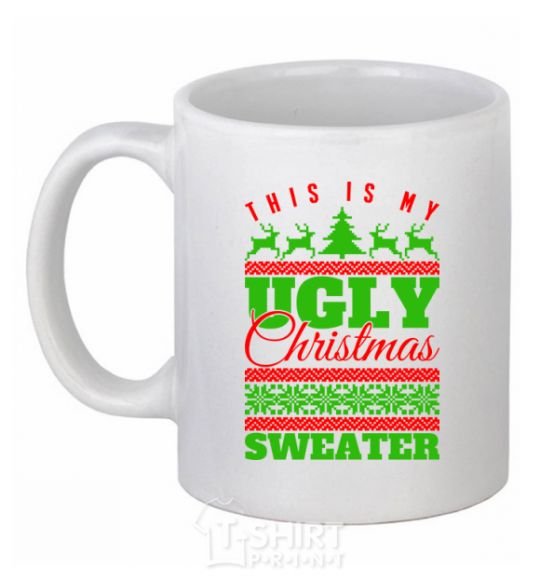 Ceramic mug Ugly Christmas sweater White фото