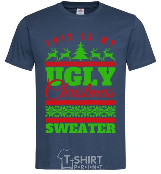 Мужская футболка Ugly Christmas sweater Темно-синий фото