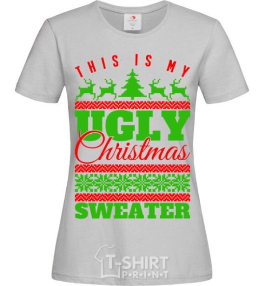 Women's T-shirt Ugly Christmas sweater grey фото