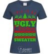 Women's T-shirt Ugly Christmas sweater navy-blue фото