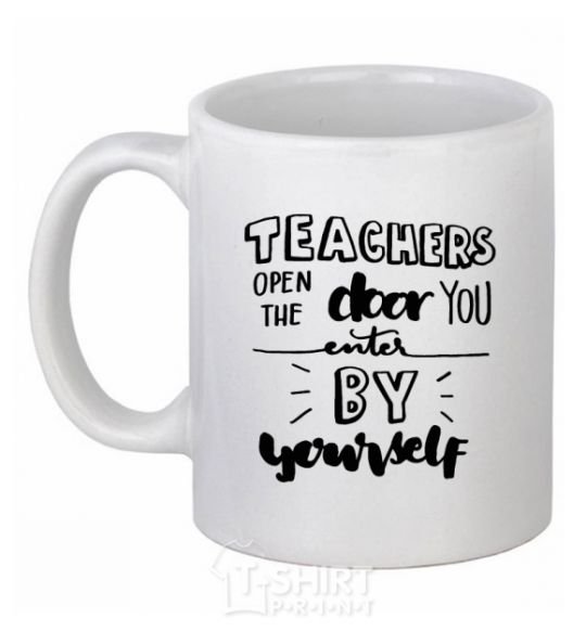 Ceramic mug Teachers open door White фото