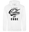 Men`s hoodie I turn coffee into code White фото