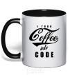 Mug with a colored handle I turn coffee into code black фото