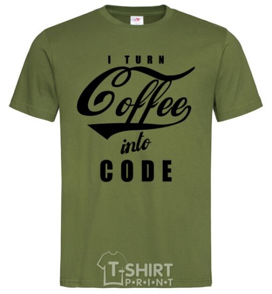 Men's T-Shirt I turn coffee into code millennial-khaki фото