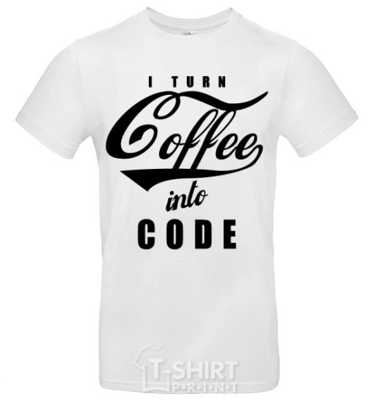 Мужская футболка I turn coffee into code Белый фото