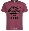 Men's T-Shirt I turn coffee into code burgundy фото