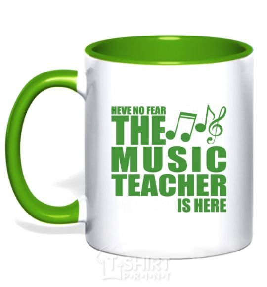 Mug with a colored handle Music teacher is here kelly-green фото