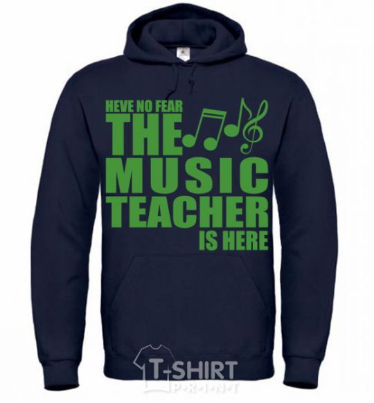 Men`s hoodie Music teacher is here navy-blue фото