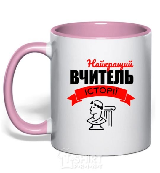 Mug with a colored handle The best history teacher light-pink фото