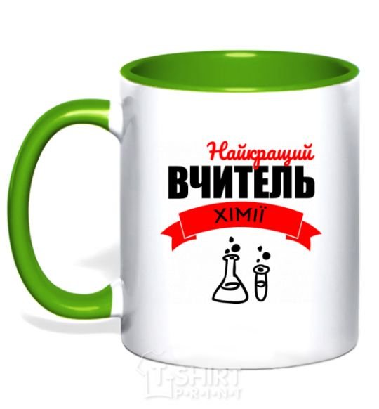 Mug with a colored handle The best chemistry teacher kelly-green фото