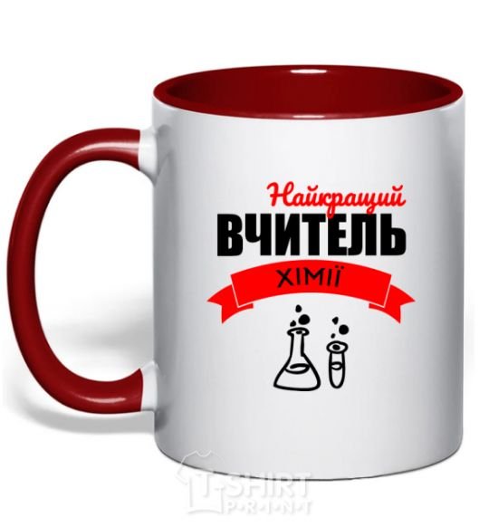 Mug with a colored handle The best chemistry teacher red фото