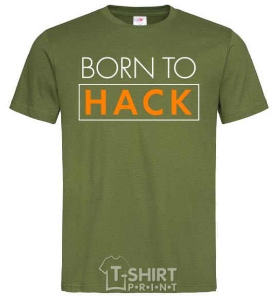 Мужская футболка Born to hack Оливковый фото