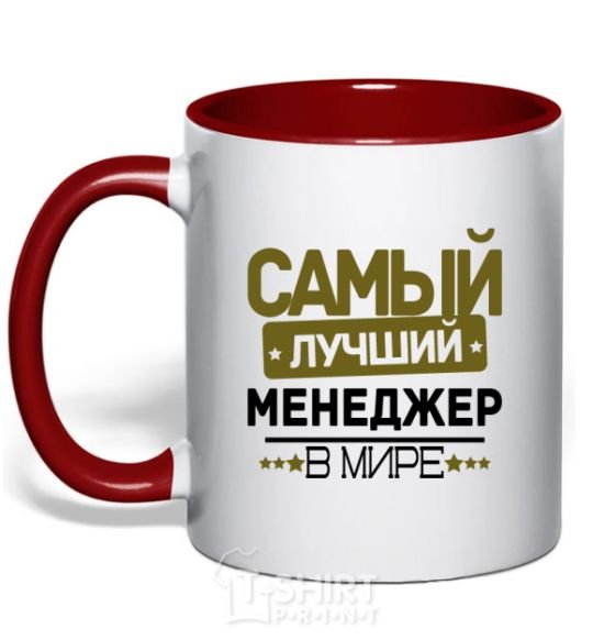 Mug with a colored handle The best manager red фото