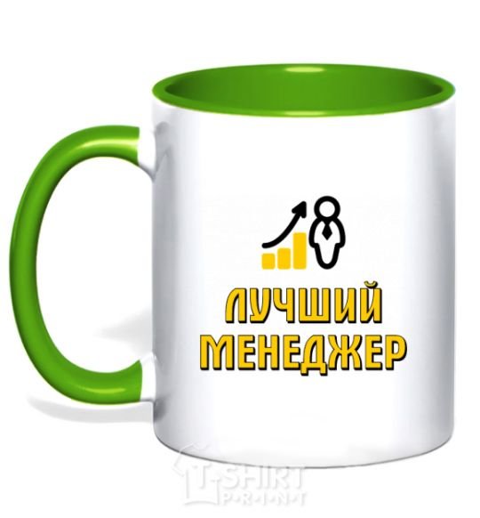 Mug with a colored handle Best Manager Chart kelly-green фото