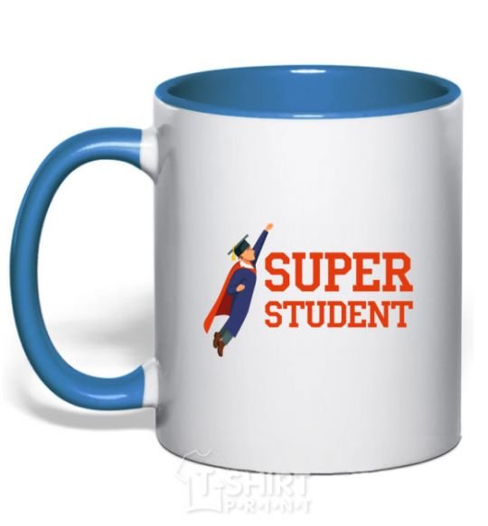 Mug with a colored handle Super student royal-blue фото