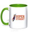 Mug with a colored handle Super student kelly-green фото