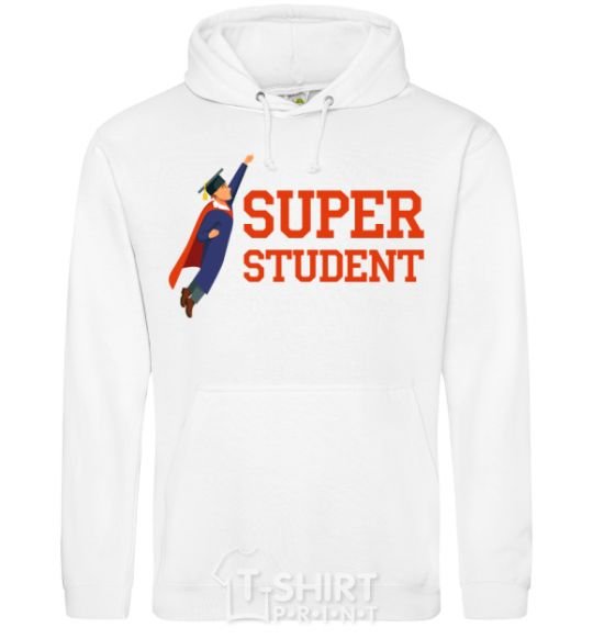 Мужская толстовка (худи) Super student Белый фото