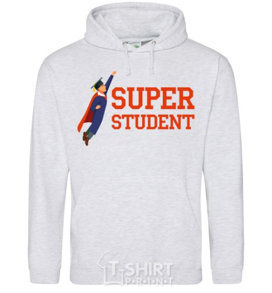 Men`s hoodie Super student sport-grey фото