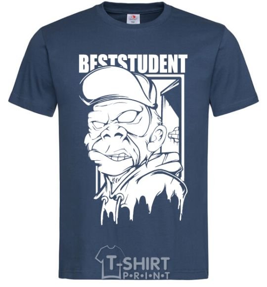 Мужская футболка Best student monkey Темно-синий фото