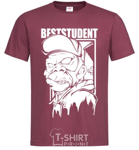 Мужская футболка Best student monkey Бордовый фото