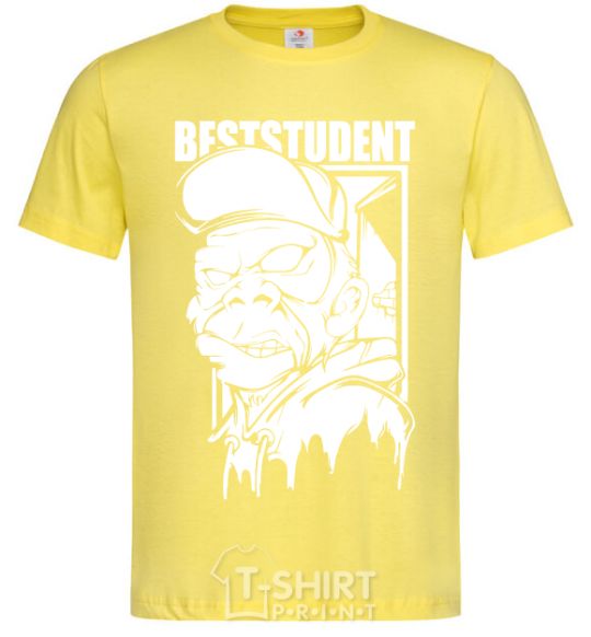 Мужская футболка Best student monkey Лимонный фото