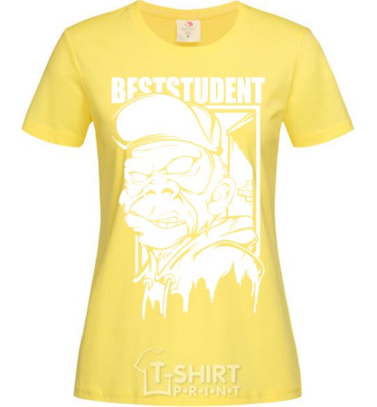 Women's T-shirt Best student monkey cornsilk фото